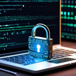 **A stylized illustration of a Solidity smart contract being written, with glowing lines of code forming a secure padlock. Focus on the digital and secure nature of blockchain agreements, emphasizing variables, functions, and modifiers.**