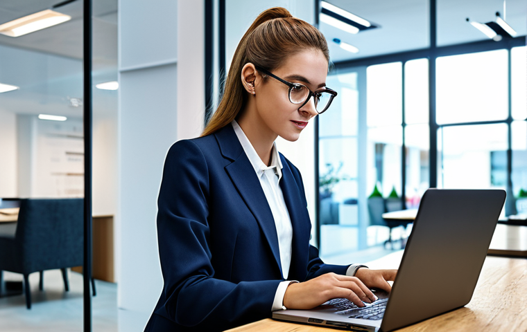 **Prompt:** A small business owner, fully clothed in professional attire, using a blockchain-based platform on her laptop to manage her online store, showcasing secure transactions, modern office background, safe for work, appropriate content, perfect anatomy, natural proportions, professional.