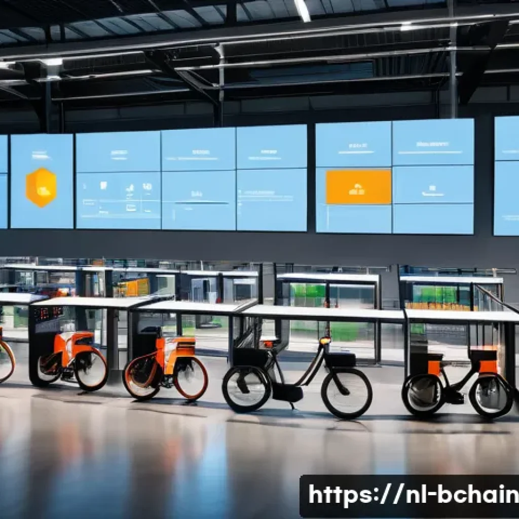 블록체인 기술의 혁신적 응용 - A modern logistics warehouse scene in the Netherlands featuring diverse professionals collaborating ...