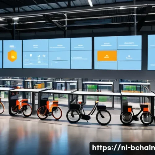 Home 33 블록체인 기술의 혁신적 응용 - A modern logistics warehouse scene in the Netherlands featuring diverse professionals collaborating ...